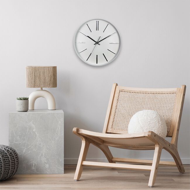 White Minimal Clock 14" 